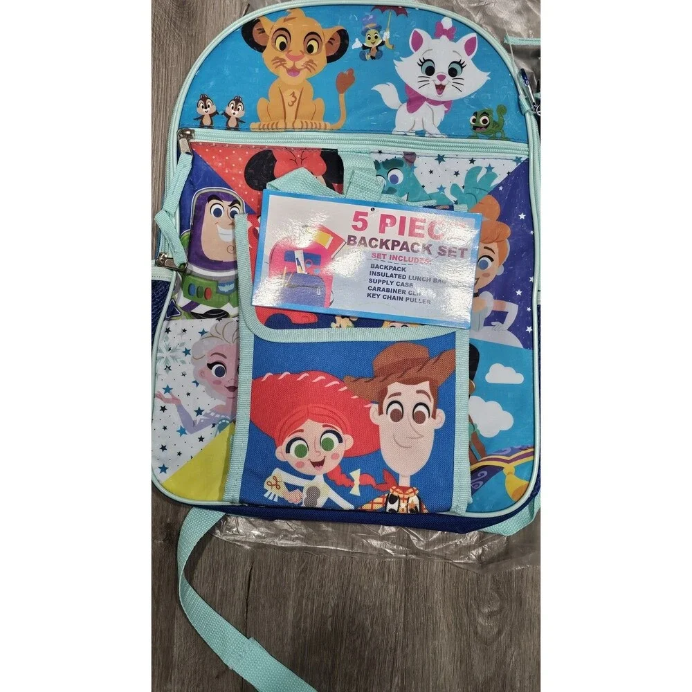 Disney Characters 5 pc Backpack Set